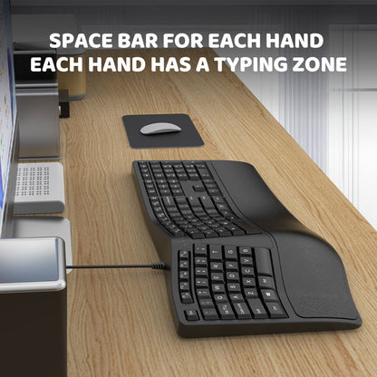 k9 cross-border new wired keyboard ergonomic office silent keyboard comes with arc palm rest factory direct supply