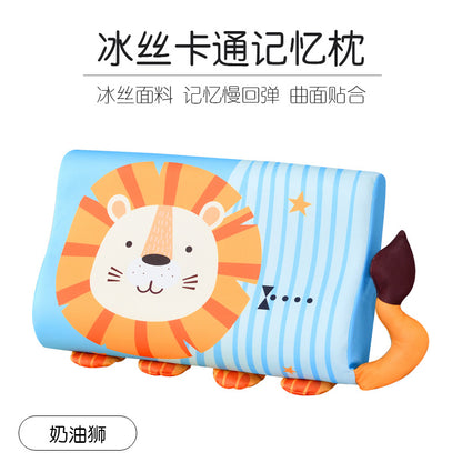 Children's pillow summer breathable children's ice silk cooling pillow kindergarten nap neck memory pillow summer student pillow