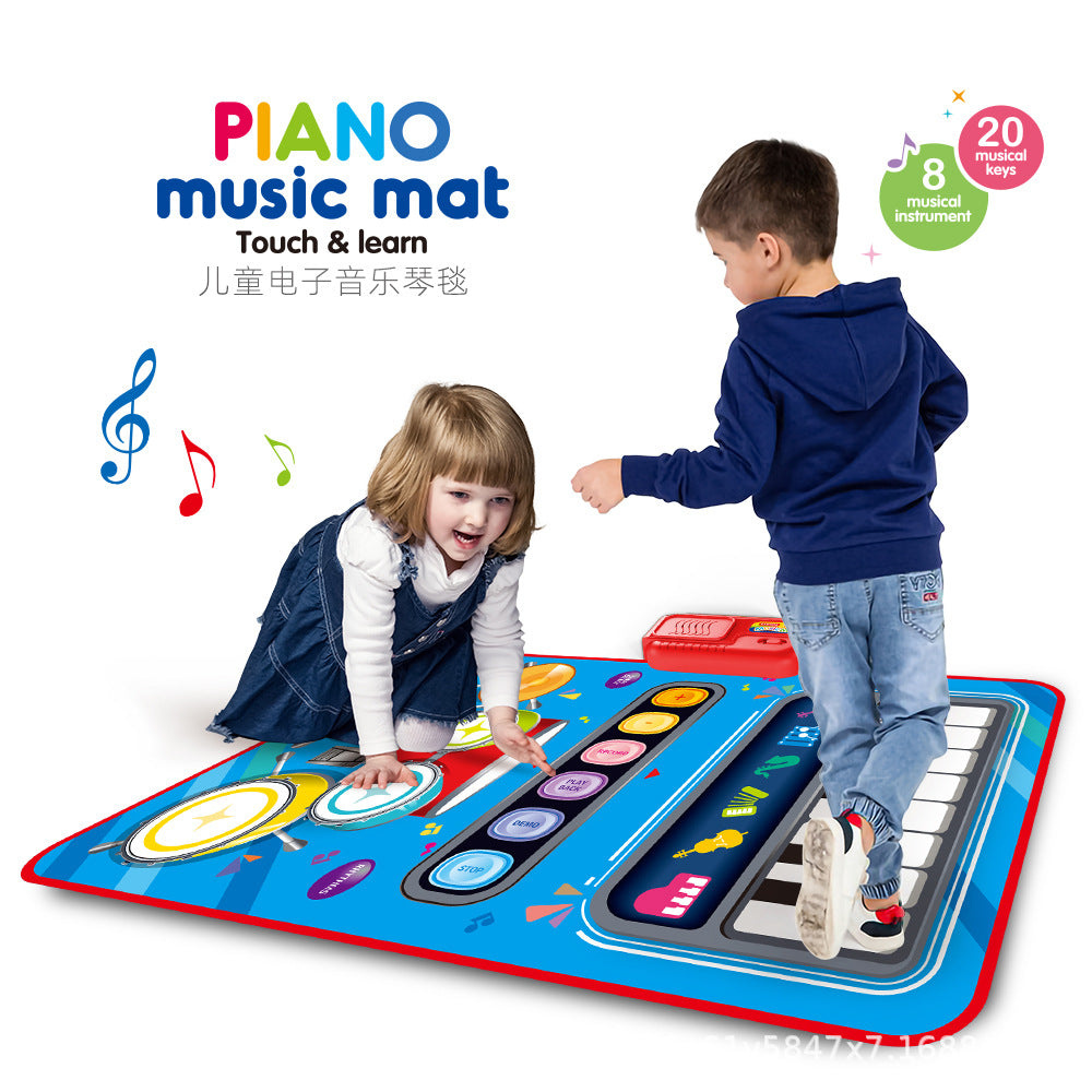 Cross-border hot selling children's two-in-one multifunctional jazz drum electronic music blanket interest cultivation parent-child interactive toys