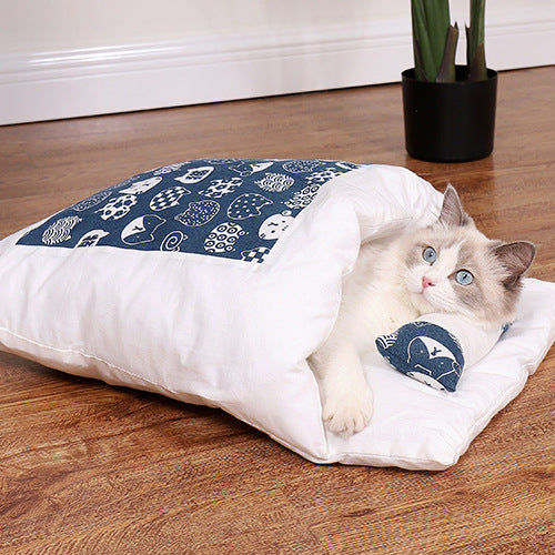 Cat bed factory direct sales cat mat winter warm pet quilt removable and washable Japanese cat sleeping bag