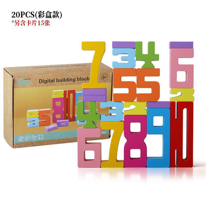 Wooden digital building blocks stacking high creative three-dimensional digital calculation Montessori early education kindergarten enlightenment toys wholesale