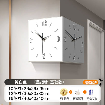 Wall clock living room 2024 new creative clock wall lamp punch-free corner clock corner clock net celebrity double-sided clock