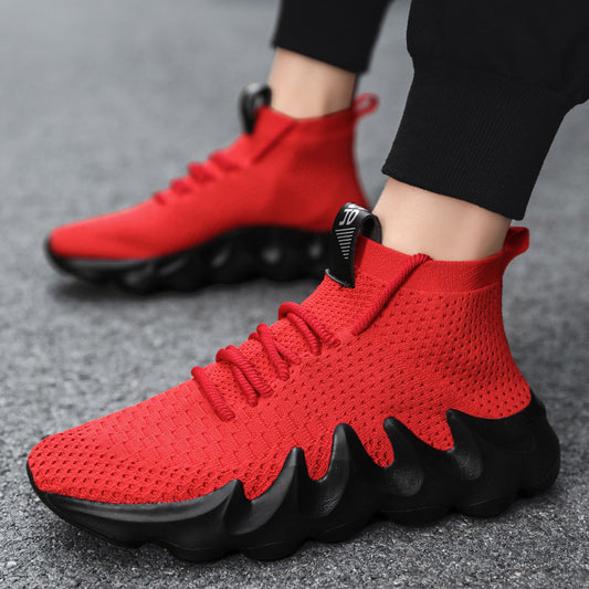 Cross-border new large size men's shoes lightweight breathable socks shoes men's volcano shoes sports casual shoes men's Korean style trendy shoes