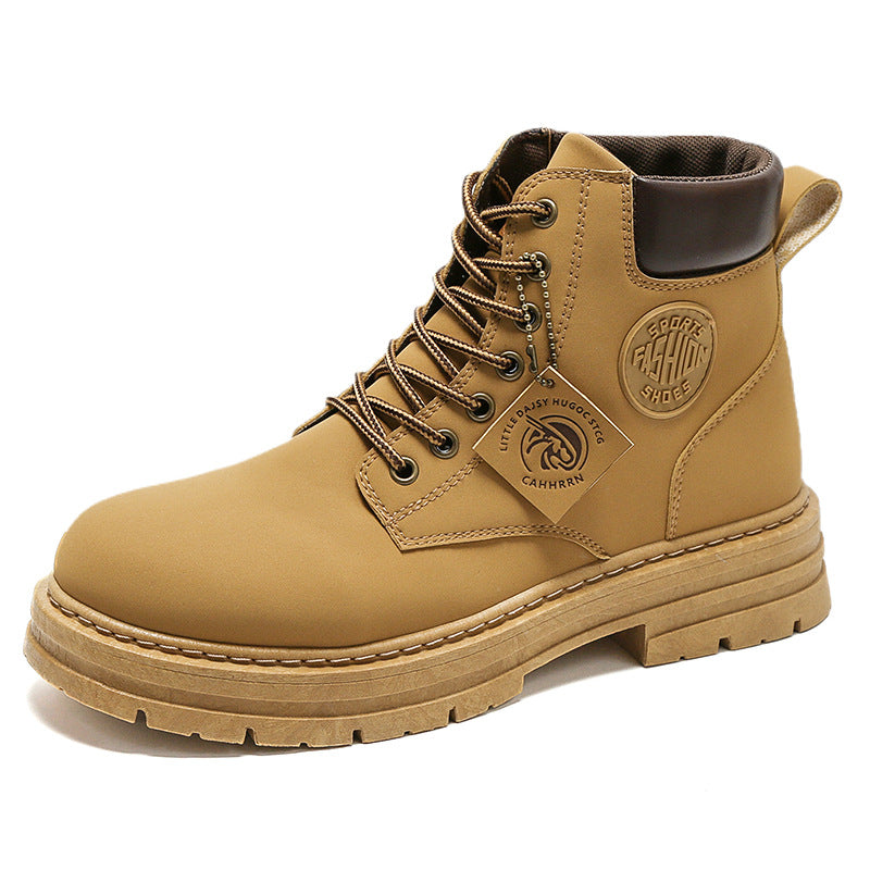 Big yellow boots 2024 autumn and winter men's large size Martin boots workwear waterproof and non-slip hiking shoes construction site labor protection shoes