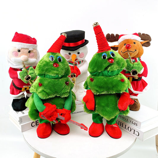 Singing and dancing Christmas tree electric swing plush Christmas toy luminous dancing Christmas tree Christmas Halloween