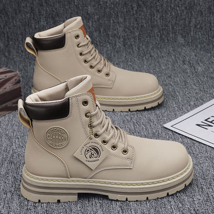 Big yellow boots 2024 autumn and winter men's large size Martin boots workwear waterproof and non-slip hiking shoes construction site labor protection shoes