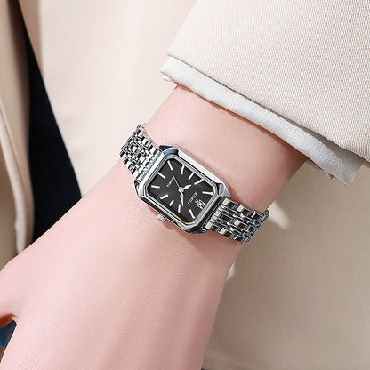 AliExpress 2024 hot new simple all-match square ladies watch ins style steel belt fashion quartz watch