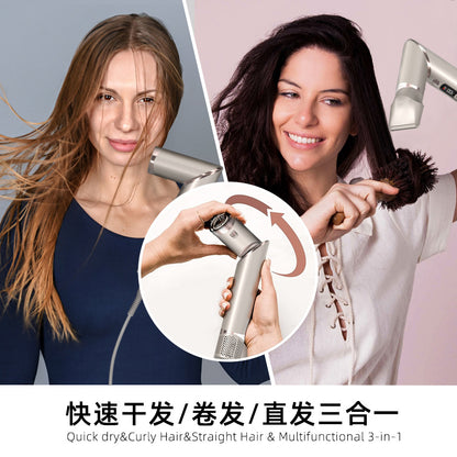 Cross-border hot selling foldable high-speed hot air comb hair dryer eight-in-one head change hair dryer comb straight hair comb automatic curling iron