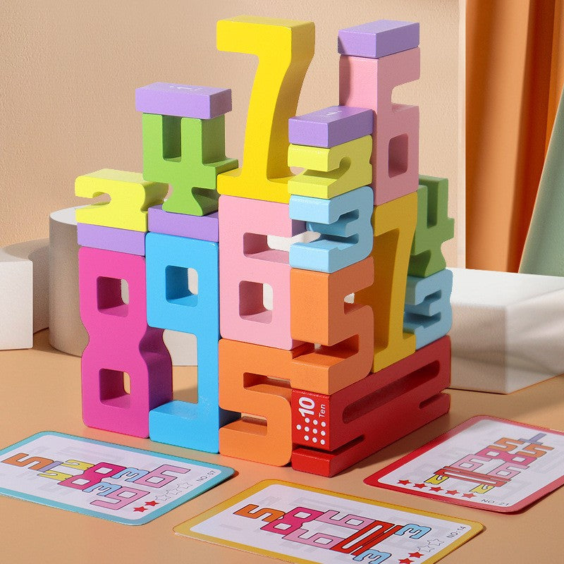 Wooden digital building blocks stacking high creative three-dimensional digital calculation Montessori early education kindergarten enlightenment toys wholesale