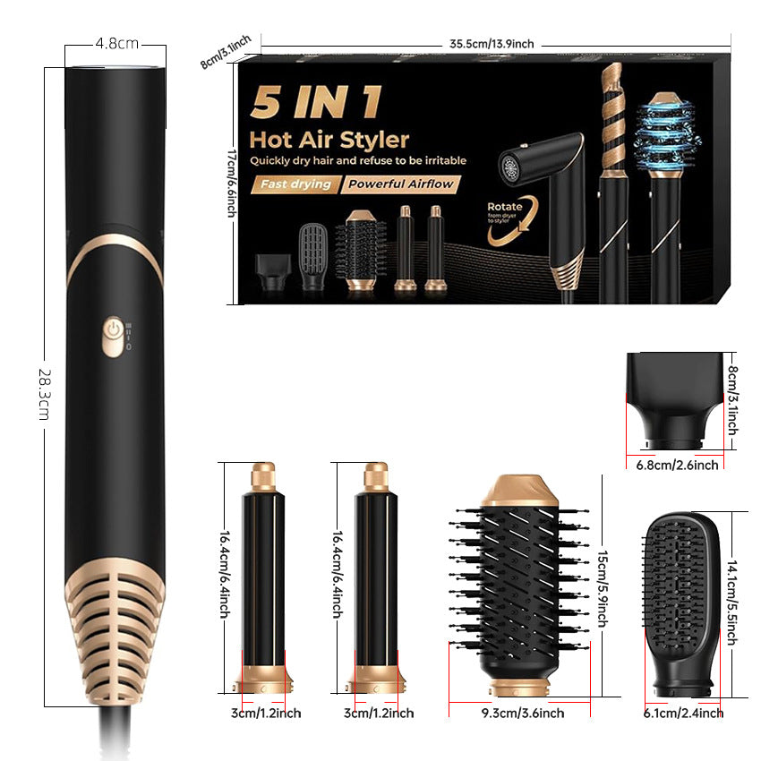 Cross-border hot selling foldable high-speed hot air comb hair dryer eight-in-one head change hair dryer comb straight hair comb automatic curling iron