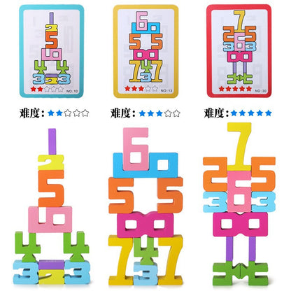 Wooden digital building blocks stacking high creative three-dimensional digital calculation Montessori early education kindergarten enlightenment toys wholesale