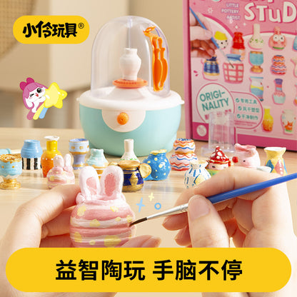 Xiaoling toys children's pottery machine handmade electric clay turntable educational fun free baking clay sculpture diy production