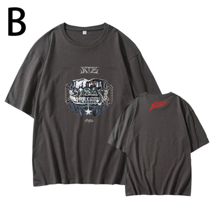 StrayKids2024 concert ATE ChkChkBoom Huang Xuanchen and Li Longfu same loose short-sleeved T-shirt