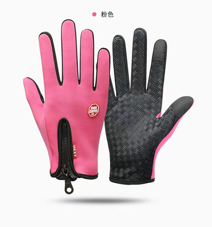 Outdoor gloves touch screen men's and women's cycling zipper sports winter windproof warm fleece mountaineering skiing sports gloves