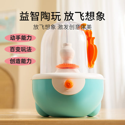 Xiaoling toys children's pottery machine handmade electric clay turntable educational fun free baking clay sculpture diy production