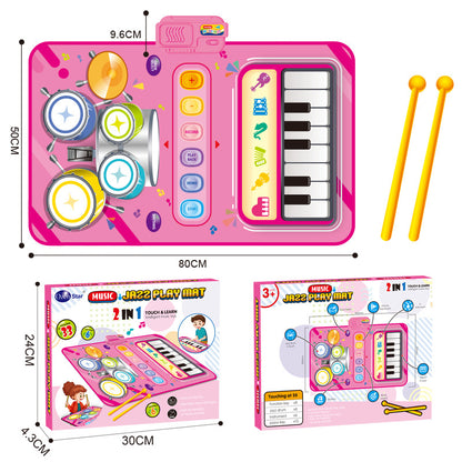 Cross-border hot selling children's two-in-one multifunctional jazz drum electronic music blanket interest cultivation parent-child interactive toys