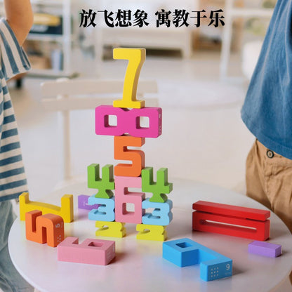 Wooden digital building blocks stacking high creative three-dimensional digital calculation Montessori early education kindergarten enlightenment toys wholesale