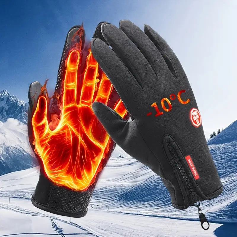 Outdoor gloves touch screen men's and women's cycling zipper sports winter windproof warm fleece mountaineering skiing sports gloves